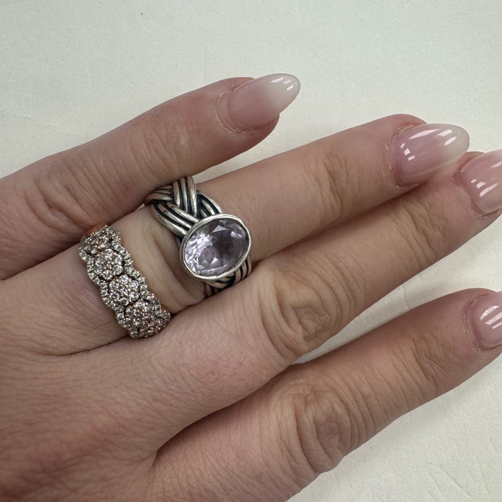 PANDORA RARE Retired Sterling Silver ALE Braided Amethyst Ring Size 7 9.5g - Picture 15 of 16